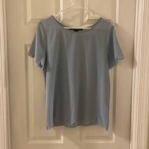 Light blue scalloped blouse